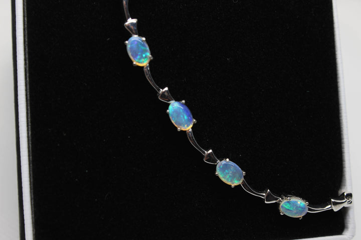 Australian Solid Opal Bracelet in Sterling Silver Setting Pendant Australian Opal House 