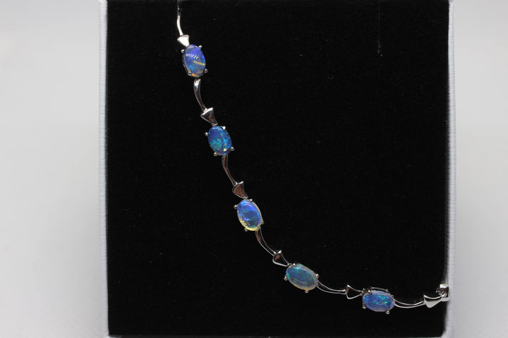 Australian Solid Opal Bracelet in Sterling Silver Setting Pendant Australian Opal House 