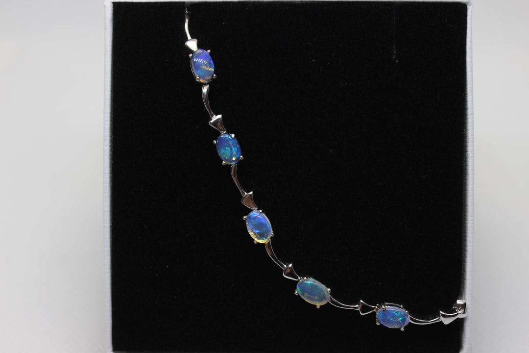 Australian Solid Opal Bracelet in Sterling Silver Setting Pendant Australian Opal House 