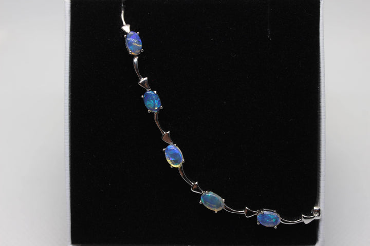 Australian Solid Opal Bracelet in Sterling Silver Setting Pendant Australian Opal House 