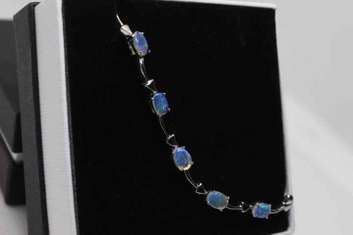 Australian Solid Opal Bracelet in Sterling Silver Setting Pendant Australian Opal House 