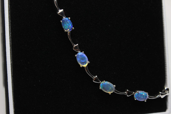 Australian Solid Opal Bracelet in Sterling Silver Setting Pendant Australian Opal House 