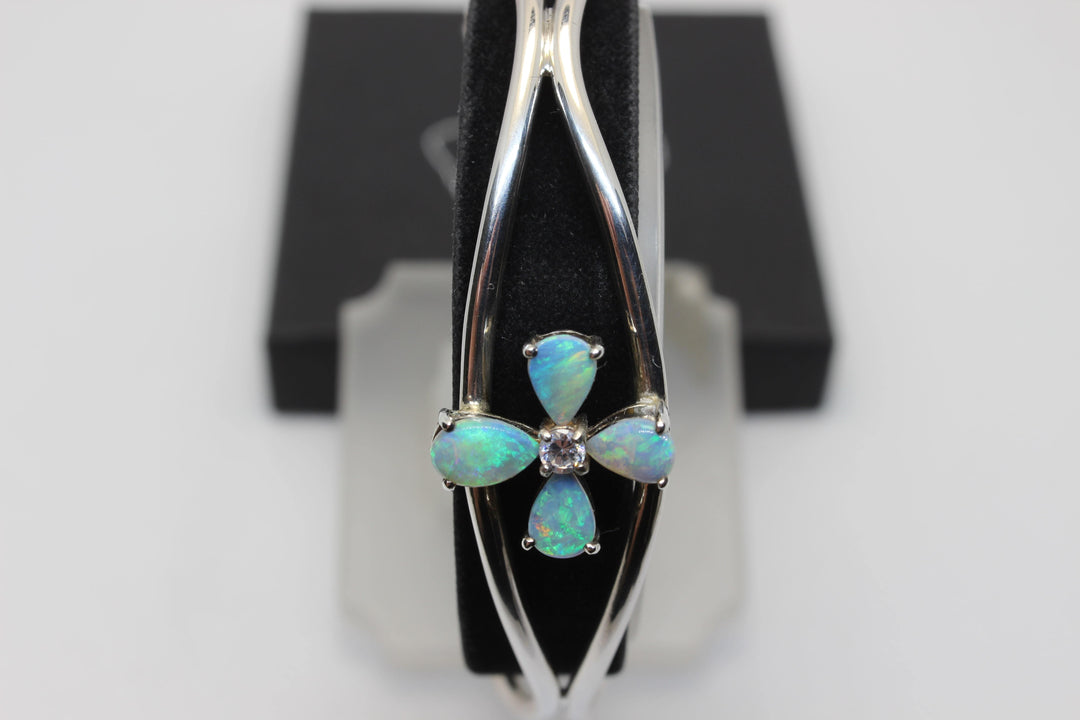 Australian Solid Opal Bangle in Sterling Silver Setting Pendant Australian Opal House 