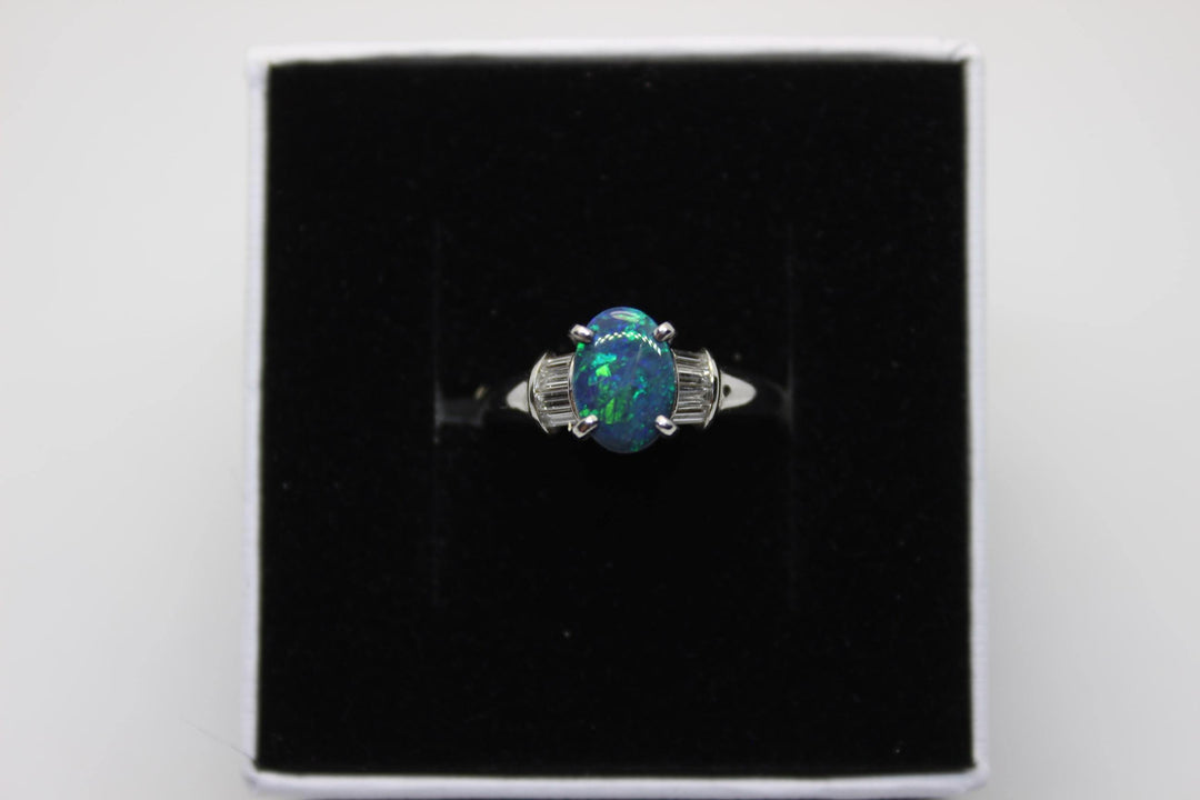 Australian Black Opal Ring in Platinum Rings Australian Opal House 