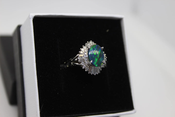 Australian Black Opal Ring in Platinum Rings Australian Opal House 