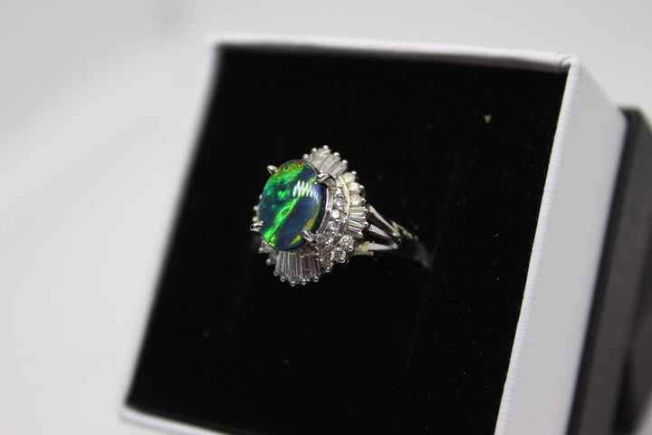 Australian Black Opal Ring in Platinum Rings Australian Opal House 