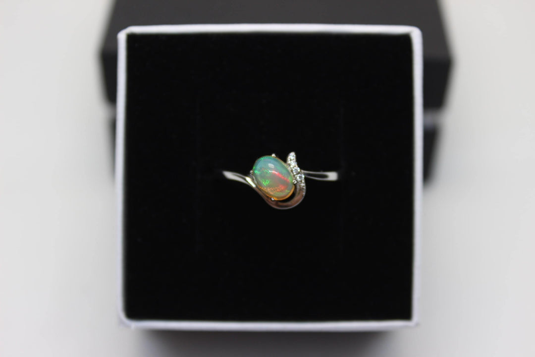 Australian Solid Opal Ring in Sterling Silver Setting Rings Australian Opal House Fire 