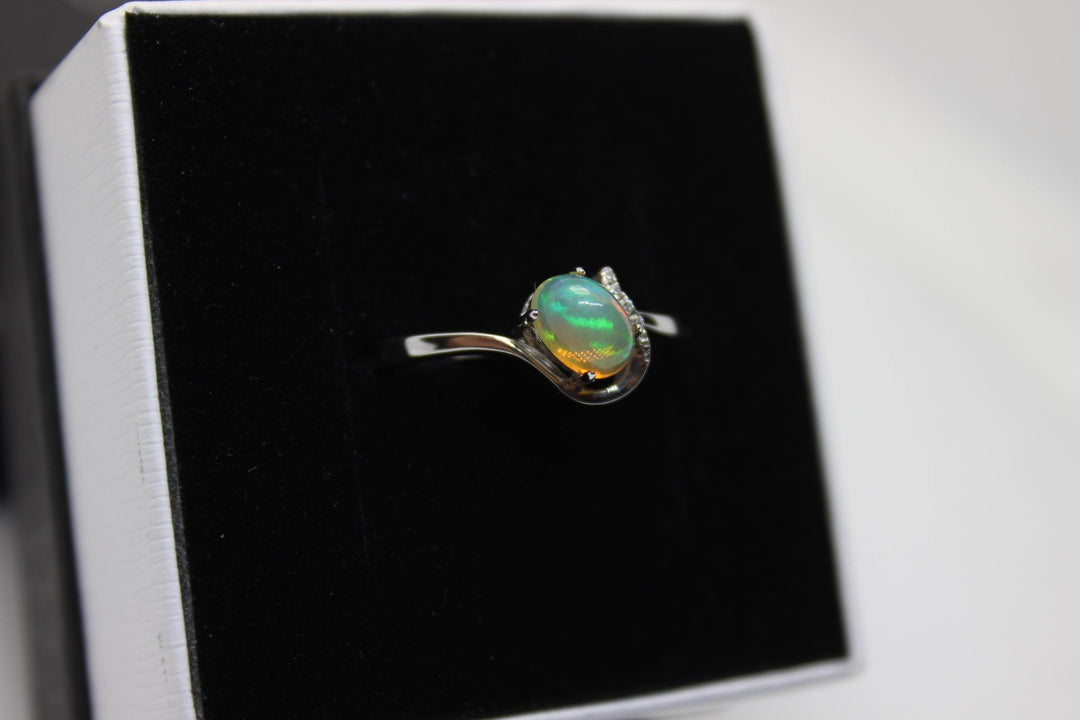 Australian Solid Opal Ring in Sterling Silver Setting Rings Australian Opal House 