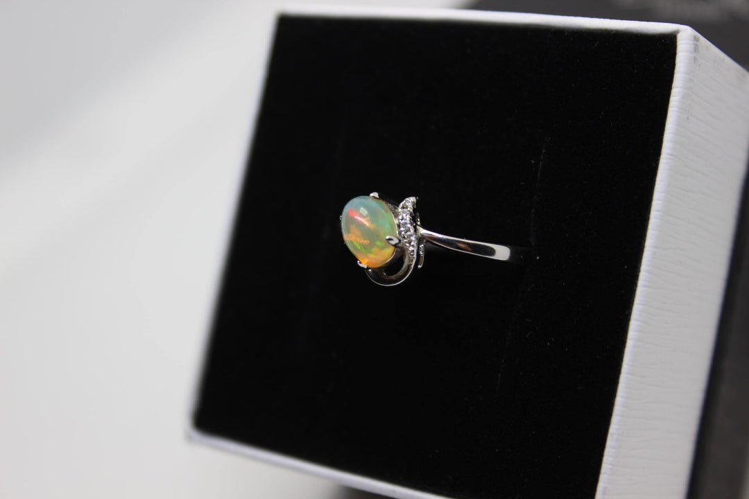 Australian Solid Opal Ring in Sterling Silver Setting Rings Australian Opal House 