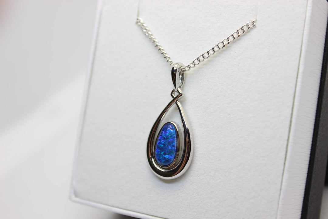 Australian Triplet Opal Pendant in Sterling Silver Setting 6x11mm Pendant Australian Opal House 