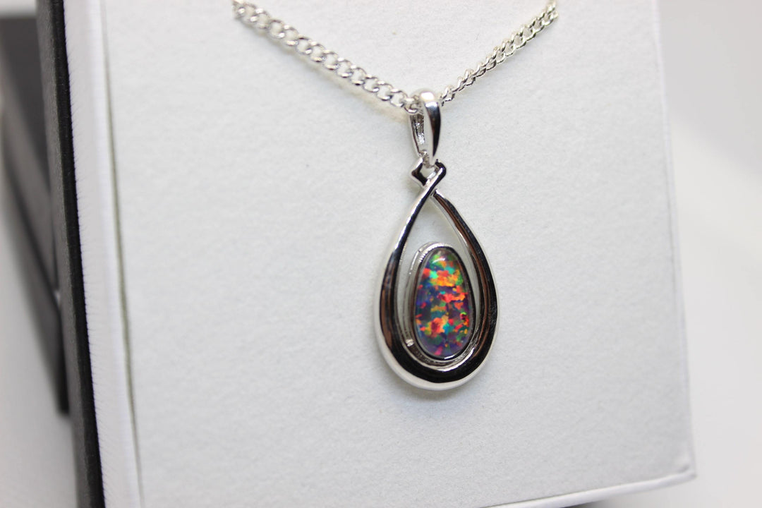 Australian Triplet Opal Pendant in Sterling Silver Setting 6x11mm Pendant Australian Opal House 