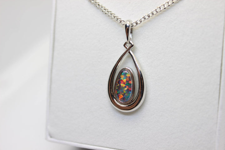 Australian Triplet Opal Pendant in Sterling Silver Setting 6x11mm Pendant Australian Opal House 