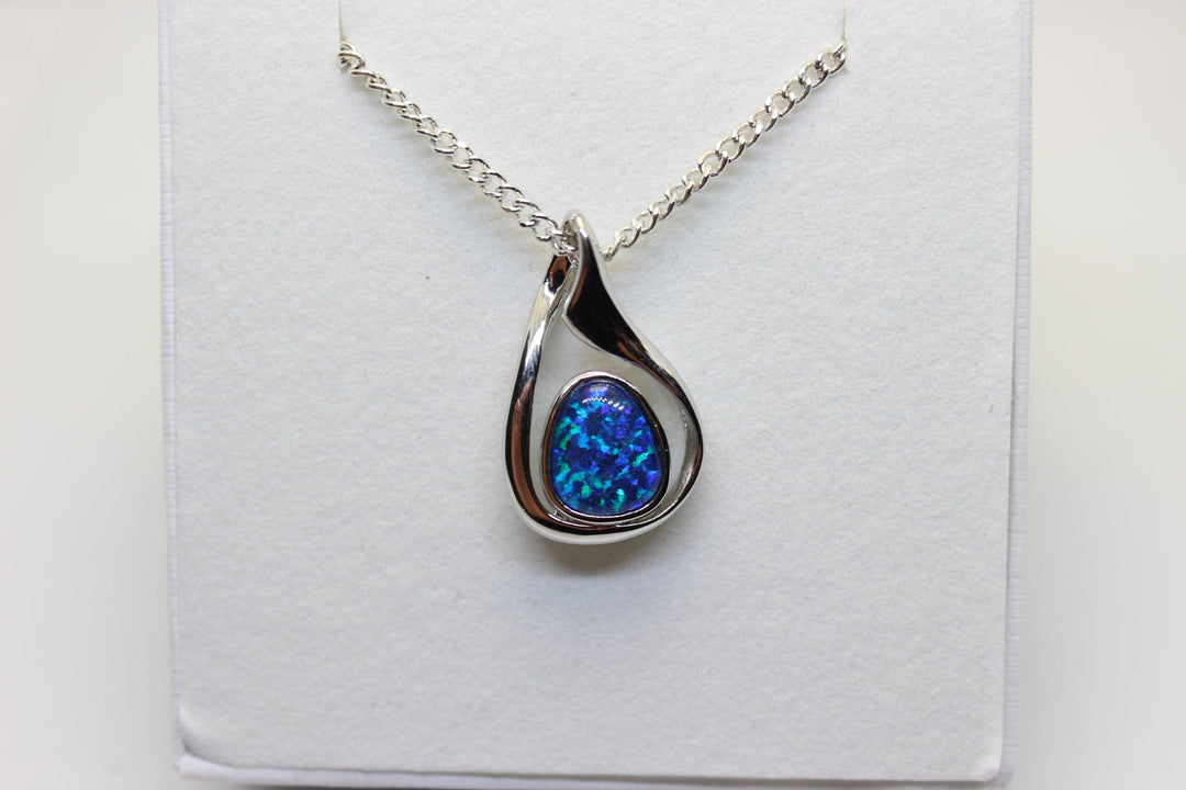 Australian Triplet Opal Pendant in Sterling Silver Setting Pendant Australian Opal House Blue 