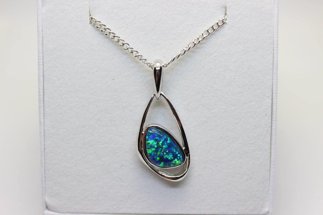 Australian Triplet Opal Pendant in Sterling Silver Setting Pendant Australian Opal House Green 