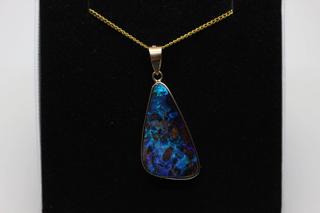 Australian Boulder Opal Pendant in Yellow Gold Setting Pendant Australian Opal House 