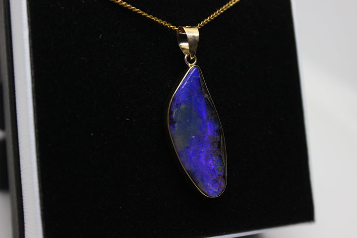 Australian Boulder Opal Pendant in Yellow Gold Setting Pendant Australian Opal House 