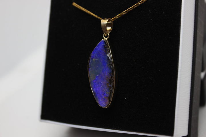 Australian Boulder Opal Pendant in Yellow Gold Setting Pendant Australian Opal House 