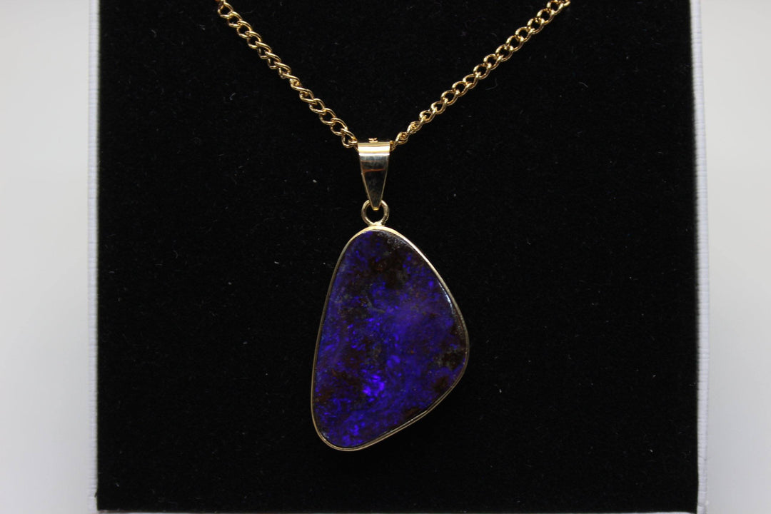 Australian Boulder Opal Pendant in Yellow Gold Setting Pendant Australian Opal House 