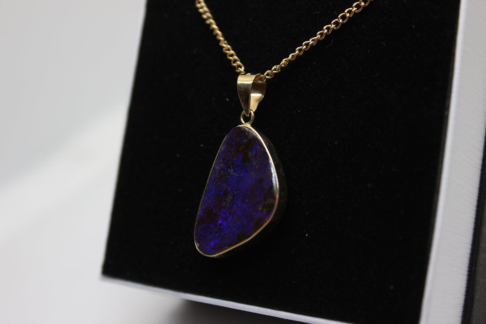 Australian Boulder Opal Pendant in Yellow Gold Setting Pendant Australian Opal House 