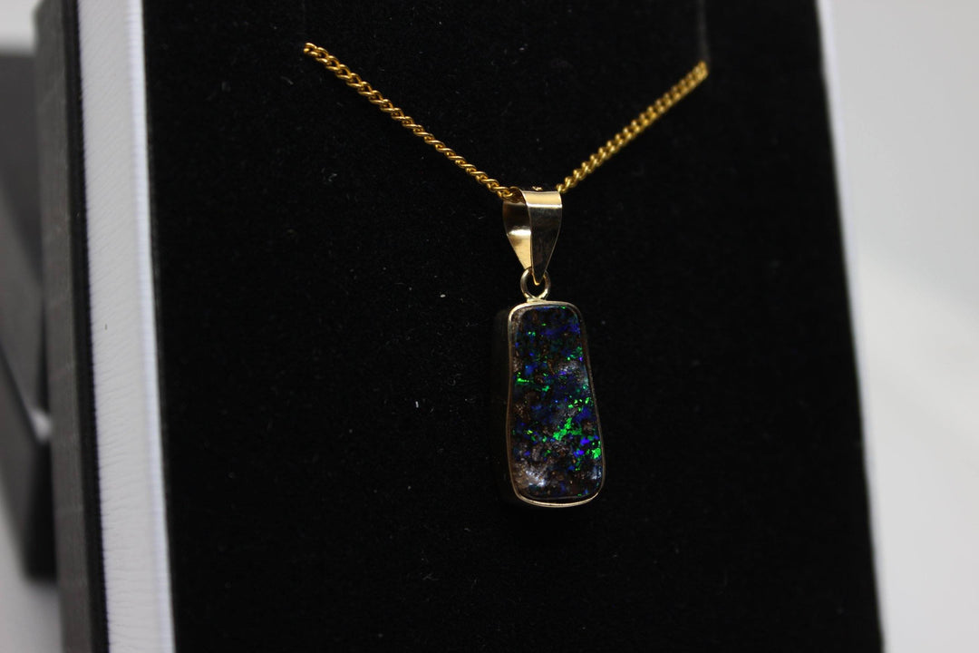 Australian Boulder Opal Pendant in Yellow Gold Setting Pendant Australian Opal House 