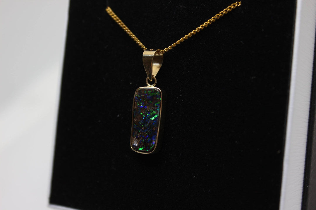 Australian Boulder Opal Pendant in Yellow Gold Setting Pendant Australian Opal House 