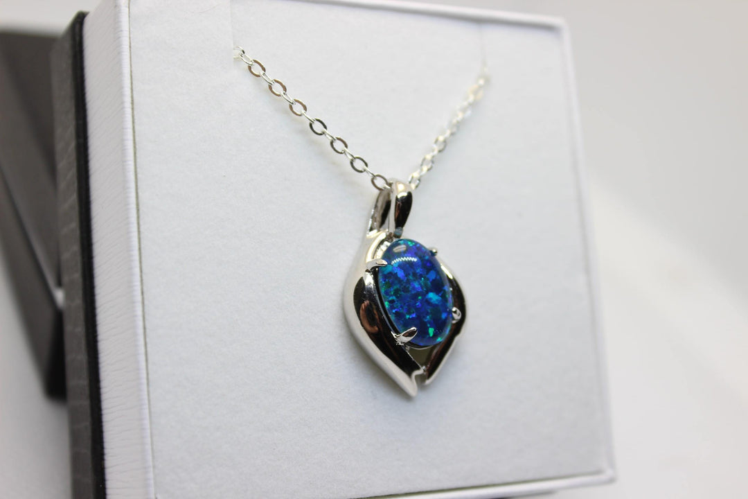 Australian Triplet Opal Pendant in Sterling Silver Large Setting 10x14mm Pendant Australian Opal House 