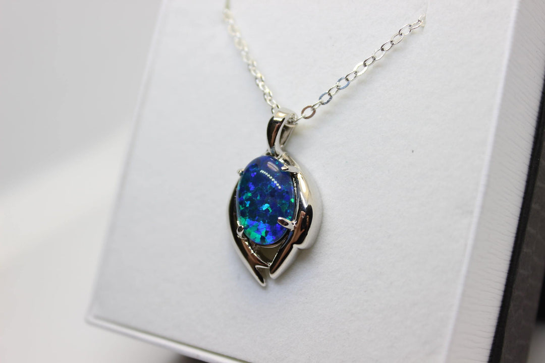 Australian Triplet Opal Pendant in Sterling Silver Large Setting 10x14mm Pendant Australian Opal House 