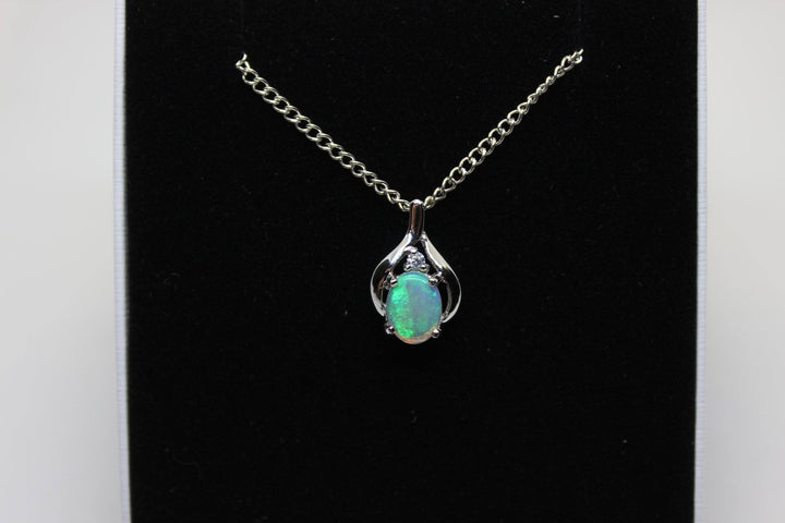 Australian Natural Solid Opal Pendant Sterling Silver Setting Pendant Australian Opal House Green 