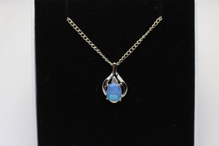 Australian Natural Solid Opal Pendant Sterling Silver Setting Pendant Australian Opal House Blue 