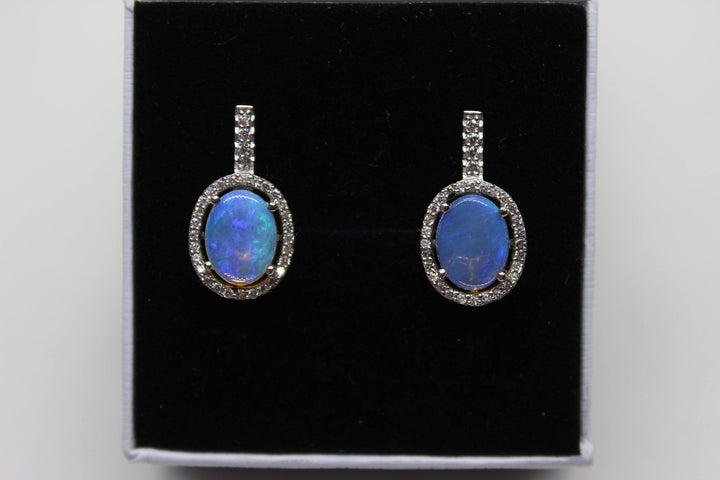 Australian Natural Solid Crystal Opal Hanging Earrings Sterling Silver Setting Earrings Australian Opal House 