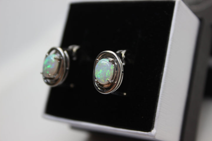 Copy of Australian Natural Solid Crystal Opal Hanging Earrings Sterling Silver Setting Earrings Australian Opal House 