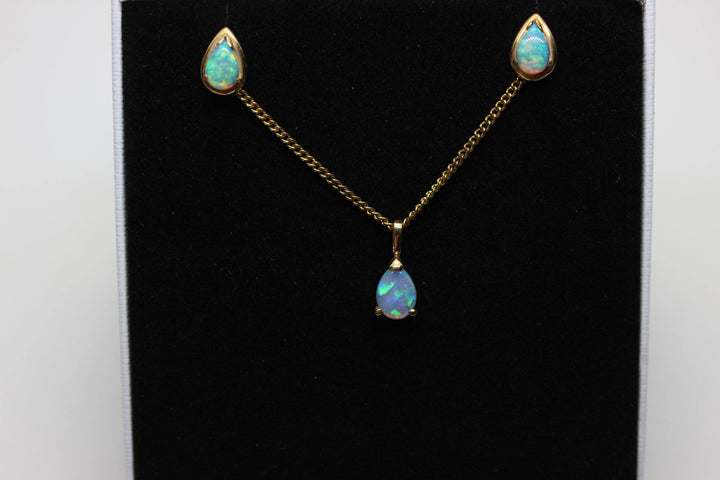 Australian Solid Opal Pendant in Yellow Gold Setting Set Australian Opal House 