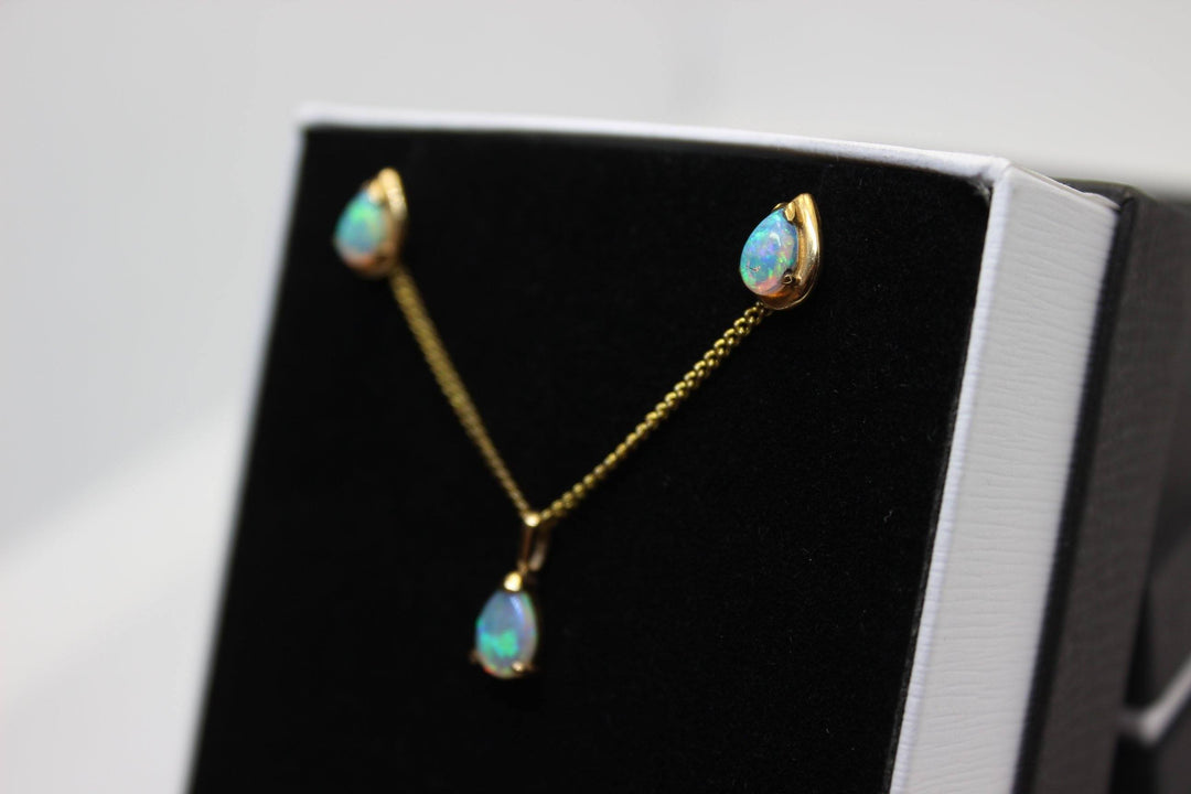 Australian Solid Opal Pendant in Yellow Gold Setting Set Australian Opal House 