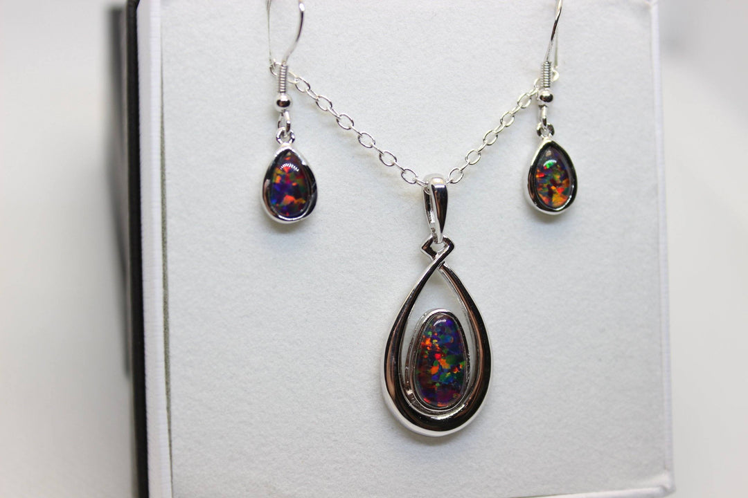 Australian Triplet Opal Set in Sterling Silver Setting Set Australian Opal House 