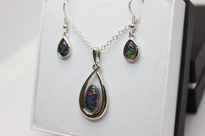 Australian Triplet Opal Set in Sterling Silver Setting Set Australian Opal House 