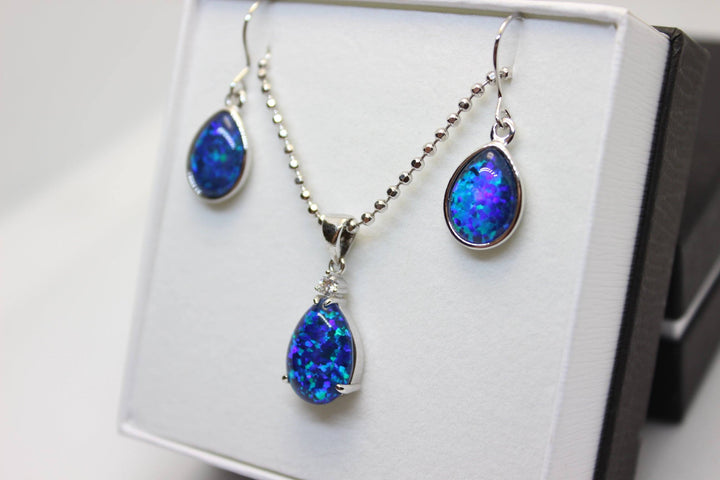 Australian Triplet Opal Set in Sterling Silver Setting Set Australian Opal House 