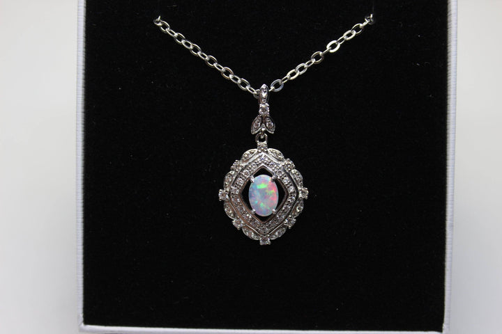 Australian Natural Solid Opal Pendant Sterling Silver Setting Pendant Australian Opal House Fire 