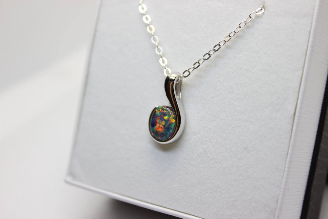 Minim - Australian Triplet Opal Pendant in Sterling Silver Setting 7x8mm Pendant Australian Opal House 