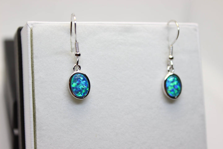 Australian Triplet Opal Hanging Earrings in Sterling Silver Setting Earrings Australian Opal House 