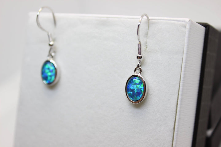 Australian Triplet Opal Hanging Earrings in Sterling Silver Setting Earrings Australian Opal House 