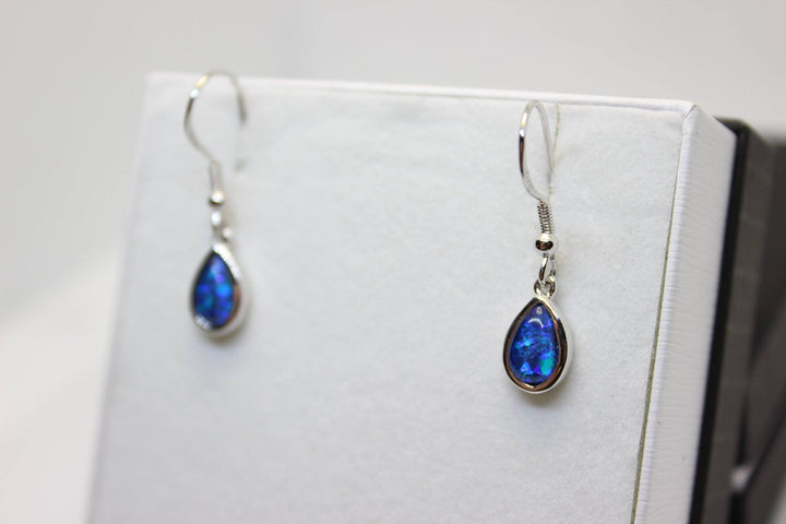 Australian Triplet Opal Hanging Earrings in Sterling Silver Setting Earrings Australian Opal House 