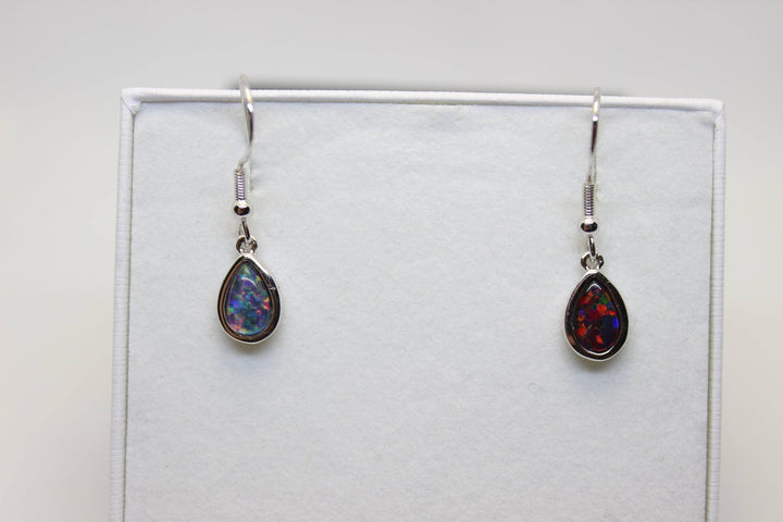 Australian Triplet Opal Hanging Earrings in Sterling Silver Setting Earrings Australian Opal House 