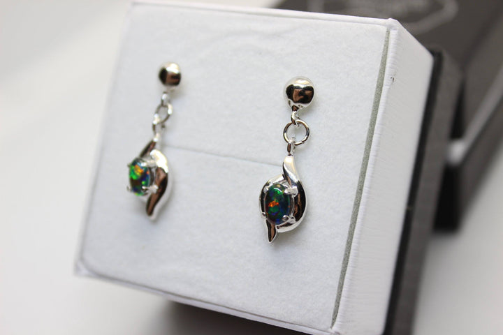 Australian Triplet Opal Earrings in Sterling Silver Setting Earrings Australian Opal House 