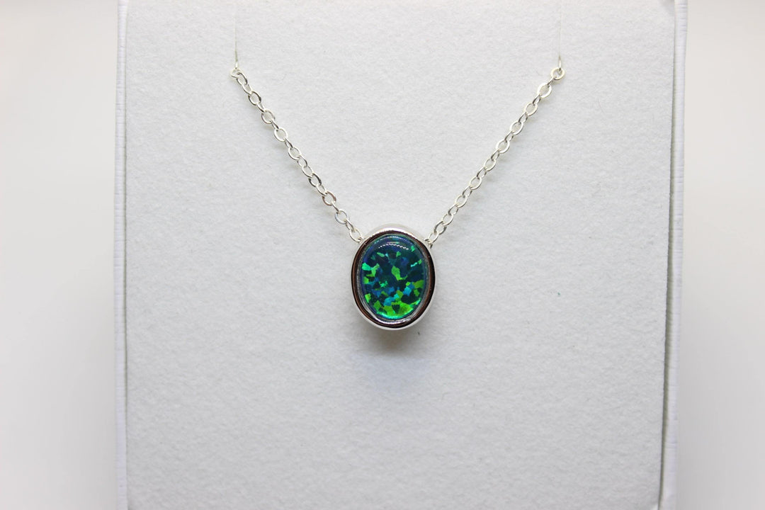 Australian Triplet Opal Pendant in Sterling Silver Setting Pendant Australian Opal House Green 