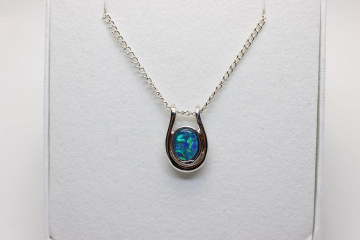 Australian Triplet Opal Pendant in Sterling Silver Setting Pendant Australian Opal House Green 