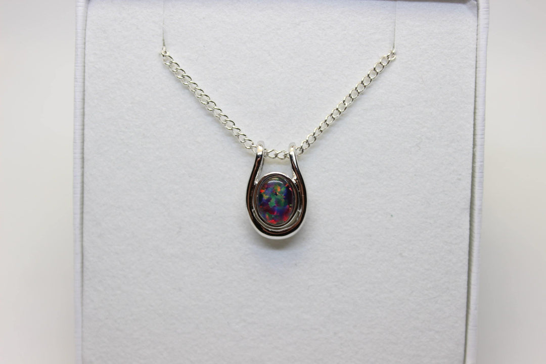 Australian Triplet Opal Pendant in Sterling Silver Setting Pendant Australian Opal House Fire 