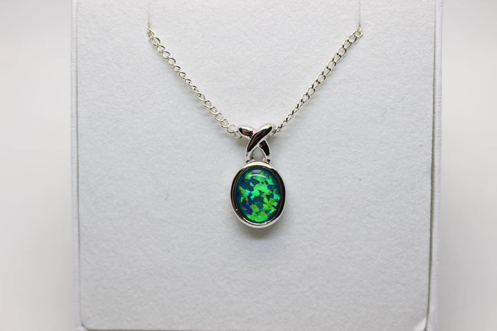 Australian Triplet Opal Pendant in Sterling Silver Setting Pendant Australian Opal House Green 