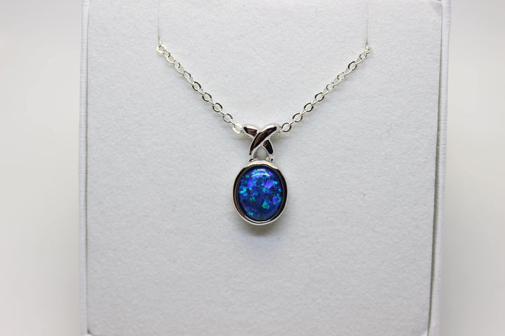 Australian Triplet Opal Pendant in Sterling Silver Setting Pendant Australian Opal House Blue 