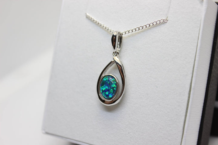 Australian Triplet Opal Pendant in Sterling Silver Setting Pendant Australian Opal House 