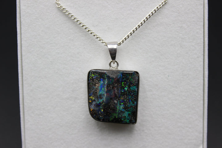 Australian Boulder Opal Pendant in Sterling Silver Setting Pendant Australian Opal House 